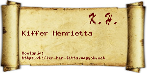 Kiffer Henrietta névjegykártya